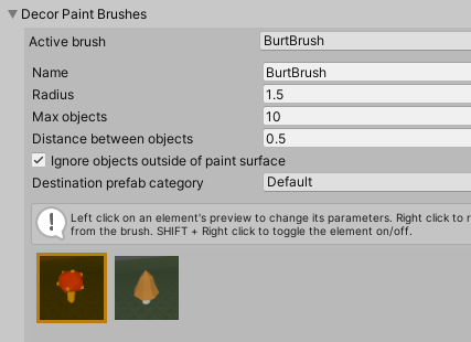 Add elements to brush